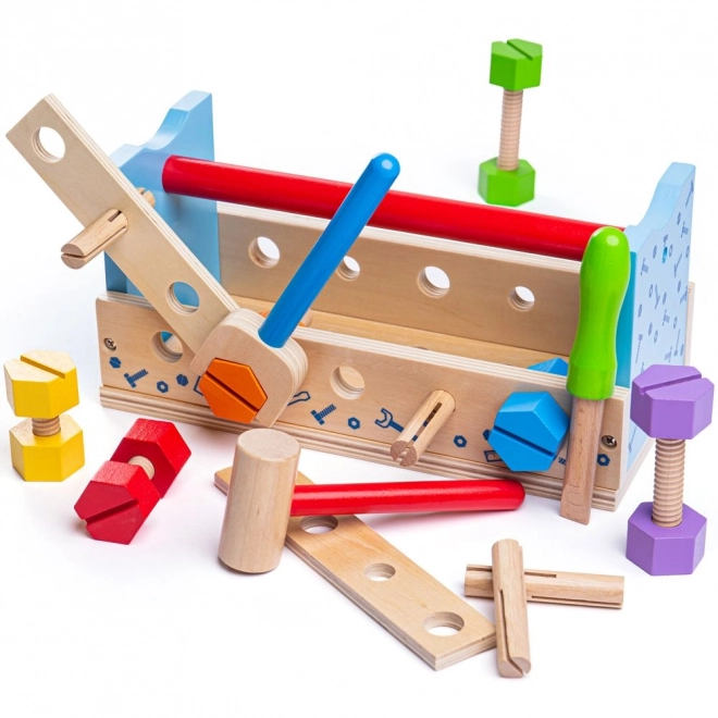 Houten werkbank en gereedschapskist 2-in-1 Bigjigs Toys