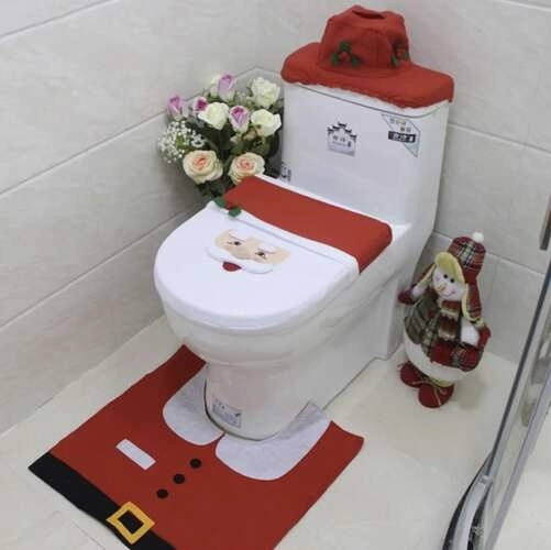 Kerst toilet hoes met tapijt Ruhhy 22360