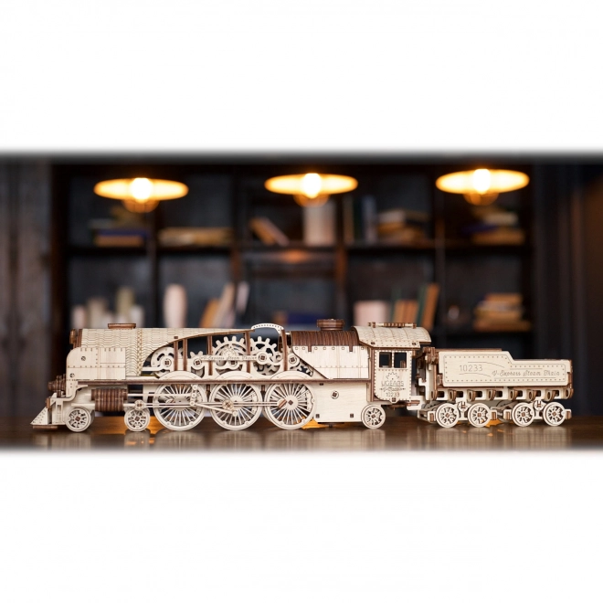 Ugears 3D puzzel - Locomotief V-express met wagon 538 delen