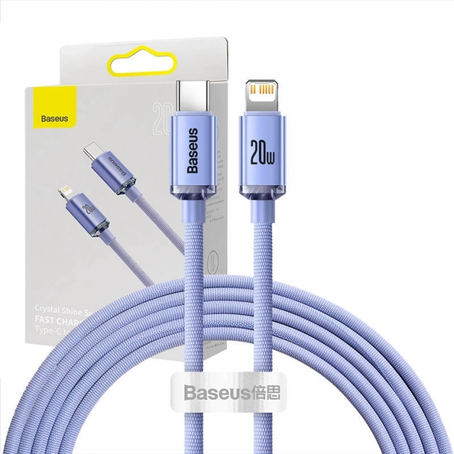 Baseus Crystal USB‑C naar Lightning kabel 2 m, 20 W PD, paars