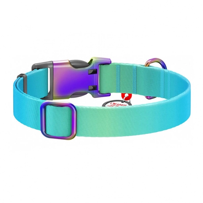 Nylon halsband met QR-code, Waudog gradient, blauw, maat XL