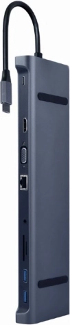 USB-C-hub met stroomvoorziening, Gigabit Ethernet, VGA, HDMI en 3x USB 3.1 met SD-kaartlezer