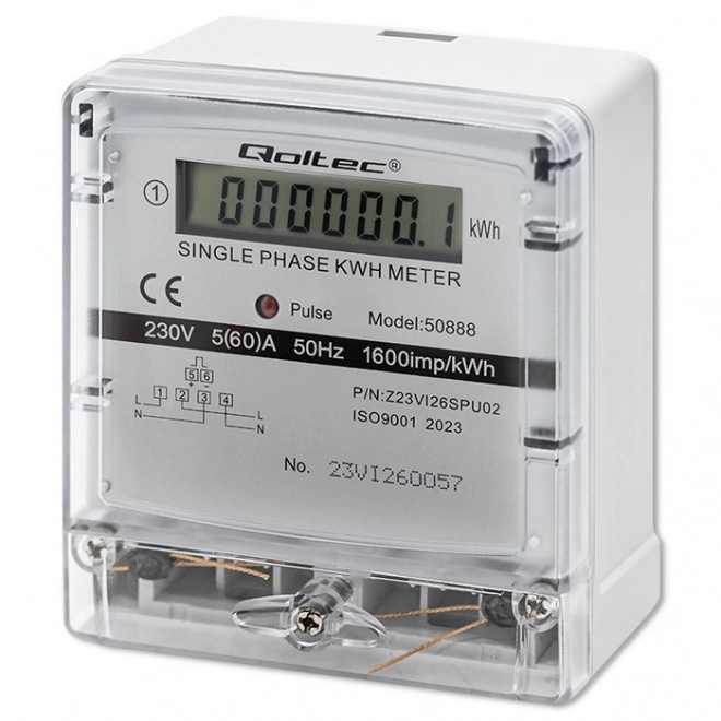 Enfasige elektriciteitsmeter Qoltec 230V met LCD-scherm