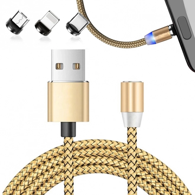 Magnetische oplaadkabel 3in1 micro USB, type-c en lightning, 1m