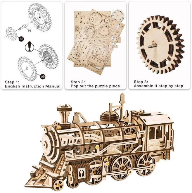 Rokr 3D houten puzzel locomotief 350 stukjes