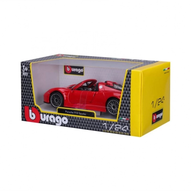 Bburago Porsche 918 Spyder rood model 1:24