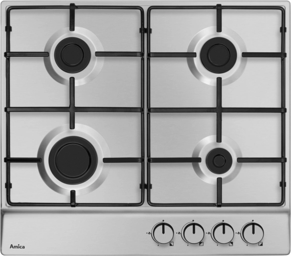 roestvrijstalen gas kookplaat amica pga6100bpr