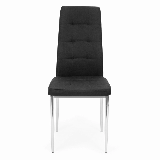 Set van 4 zwarte stoelen voor de woonkamer en eetkamer met verchroomde poten