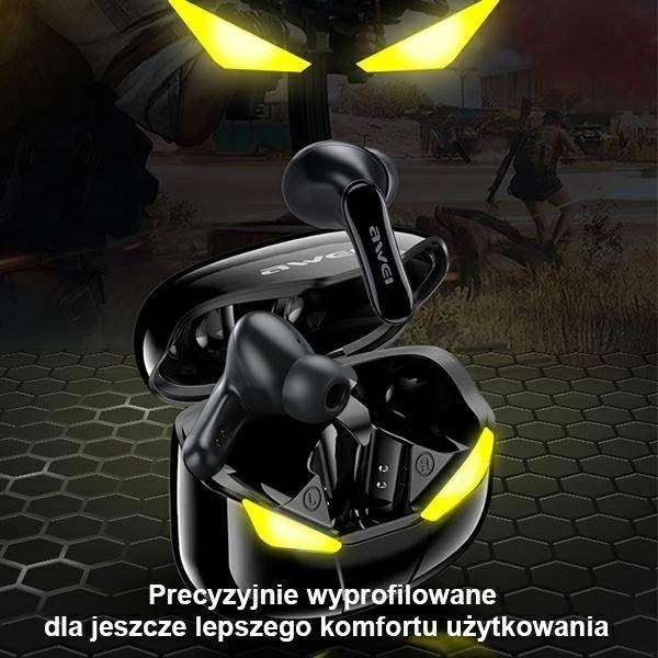 Draadloze oordopjes Awei T35 met oplaadstation voor gamers zwart