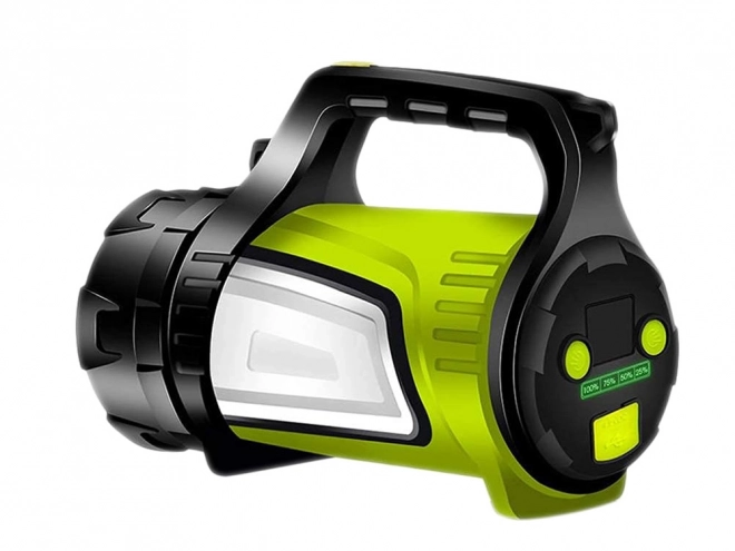 Oplaadbare LED-zaklamp met powerbank onder de tent