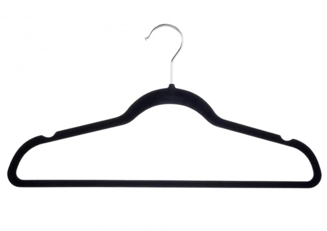 Set van fluwelen hangers met draaibare haak zwart 10 stuks