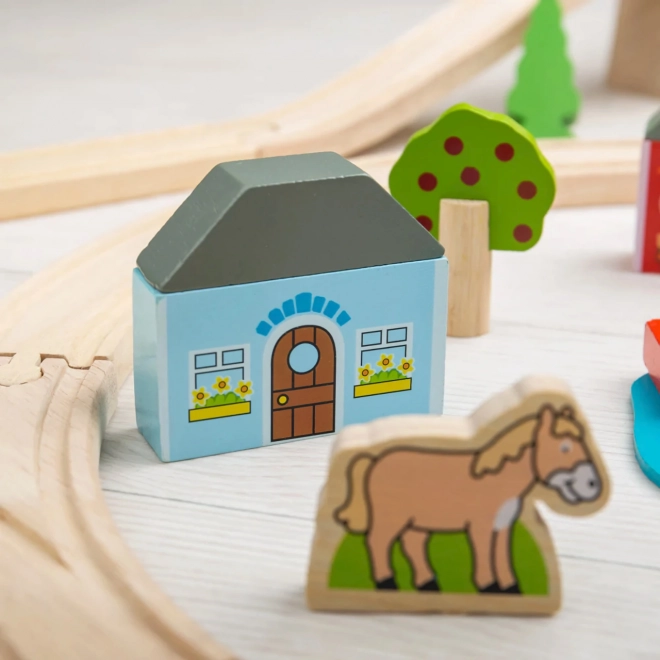 Bigjigs Rail Houten Treinset stad en dorp 101 stukken