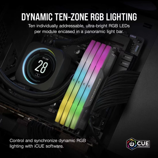 Geheugen DDR5 Vengeance RGB 48GB/6000 CL30 met AMD EXPO en Intel XMP