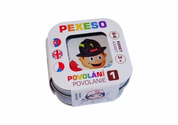 Pexeso Beroepen waterdichte 64 kaarten in metalen doosje 6x6x4cm