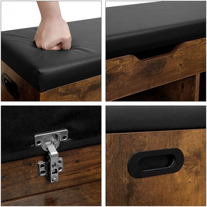 Houten schoenenbank in loftstijl