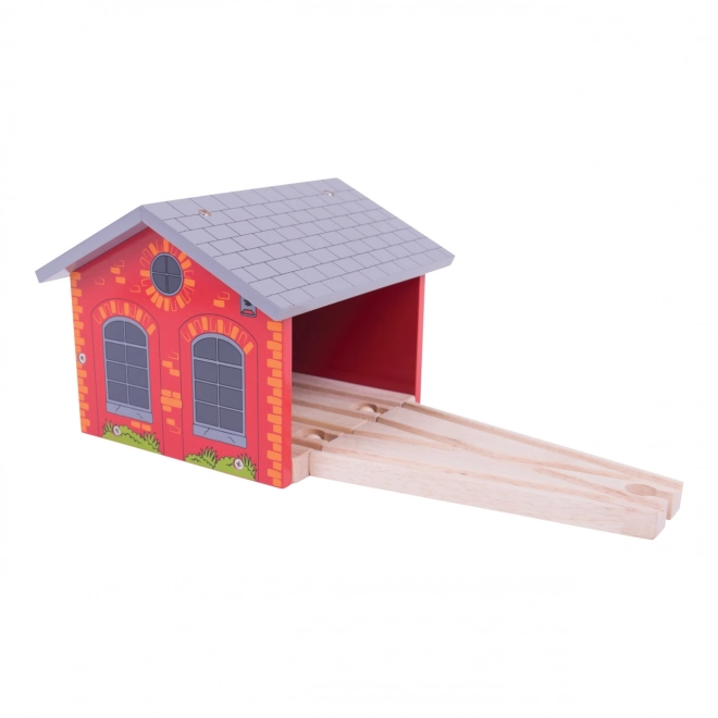 Houten depot voor twee treinstellen Bigjigs Rail
