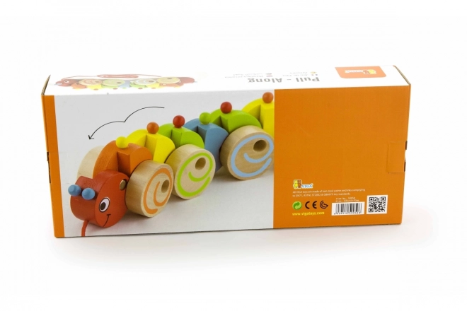 Houten trekfiguur rups