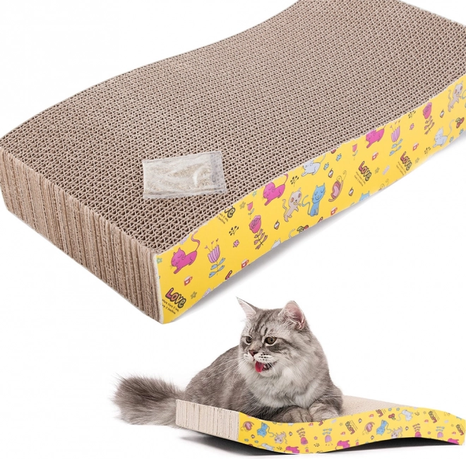 Kartonnen krabplank voor katten met golfprofiel en catnip