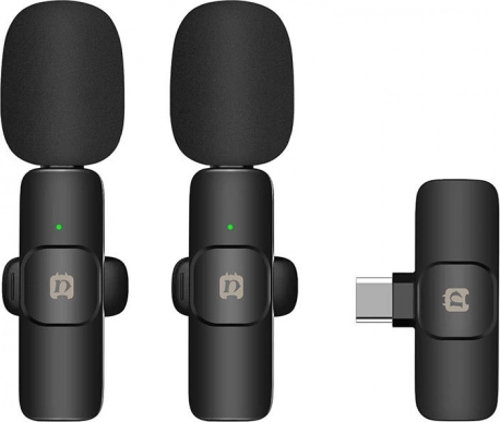 draadloze lavaliermicrofoon usb‑c puluz voor android (dubbele set)