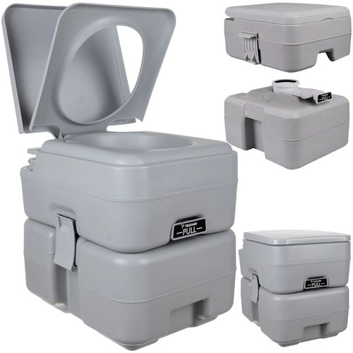 Trizand 24498 Draagbaar campingtoilet 20 + 12 l, grijs