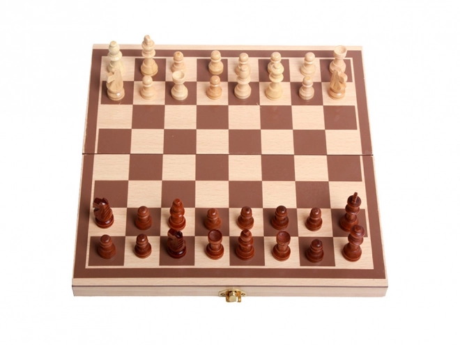 Houten spelformule 3-in-1: Schaken, Dammen en Backgammon