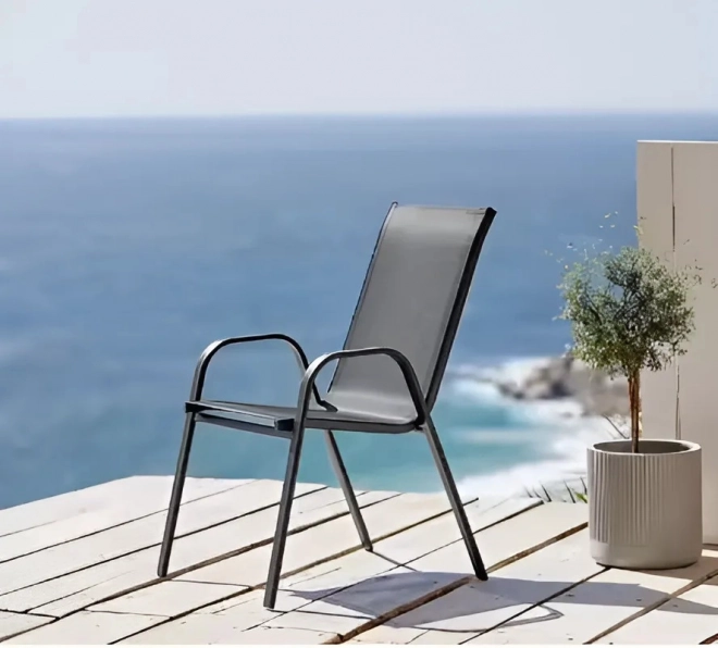 Set van tuinstoelen voor terras, balkon, grijze kleur