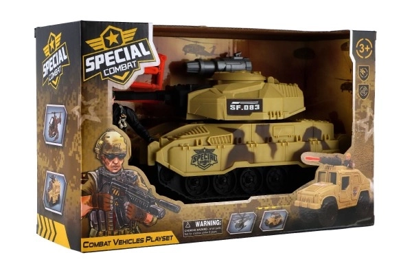 Plastic tank met soldaatje voor vrije beweging