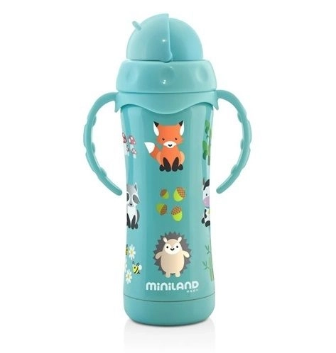 Thermo bidon met rietje - staal, 240 ml