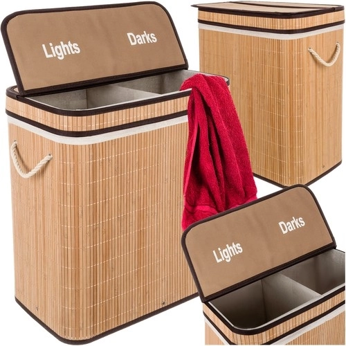 Bamboe wasmand met twee compartimenten 100L