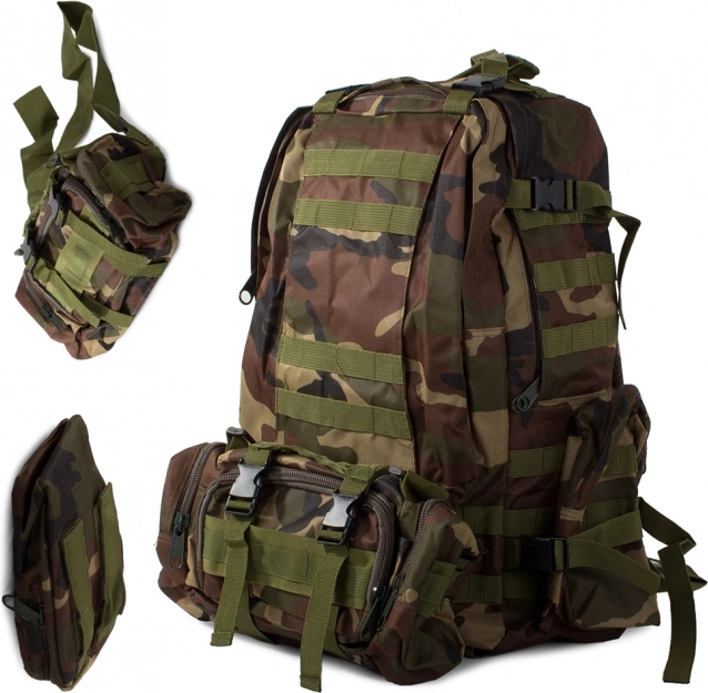 Tactische trekkingrugzak met boscamouflage 48,5 l