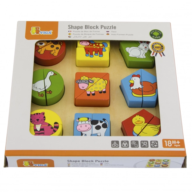 Houten puzzel voor de allerkleinsten in een Tsjechische doos