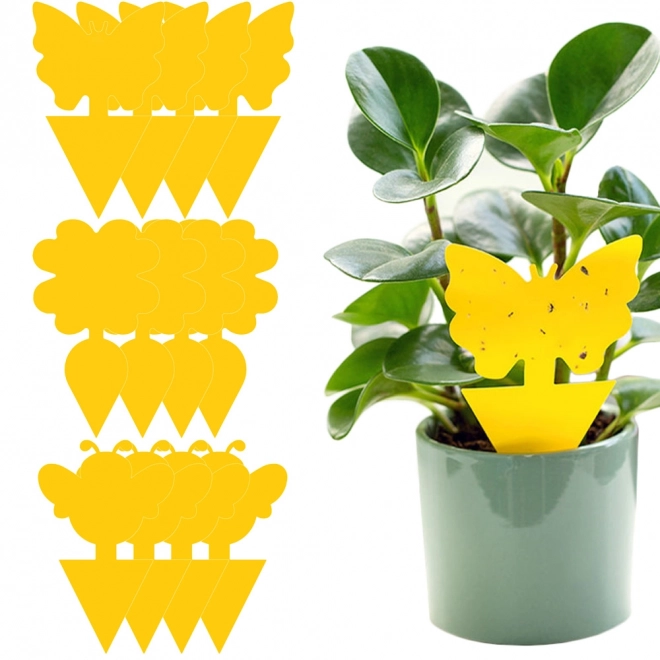 Gele kleefstickers voor plantenpotten