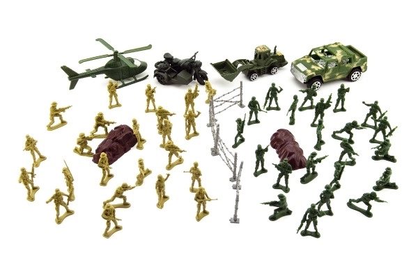 Set soldaten met accessoires plastic CZ design op kaart 18x26cm