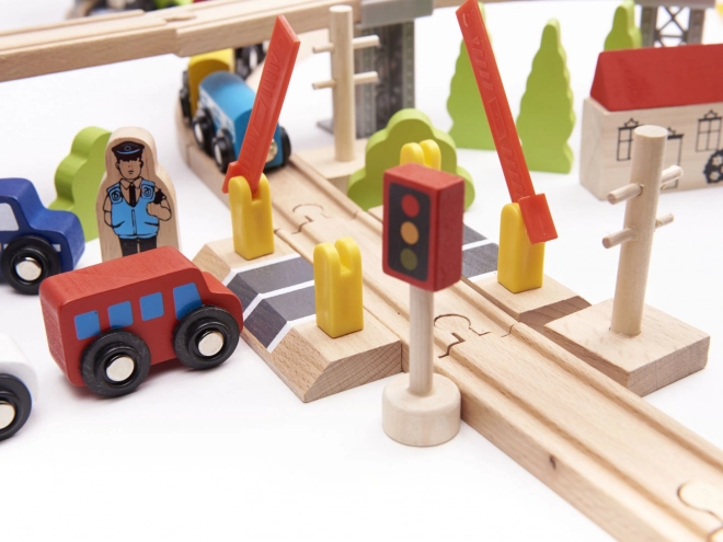 Houten treinspeelbaan - 70 stukken