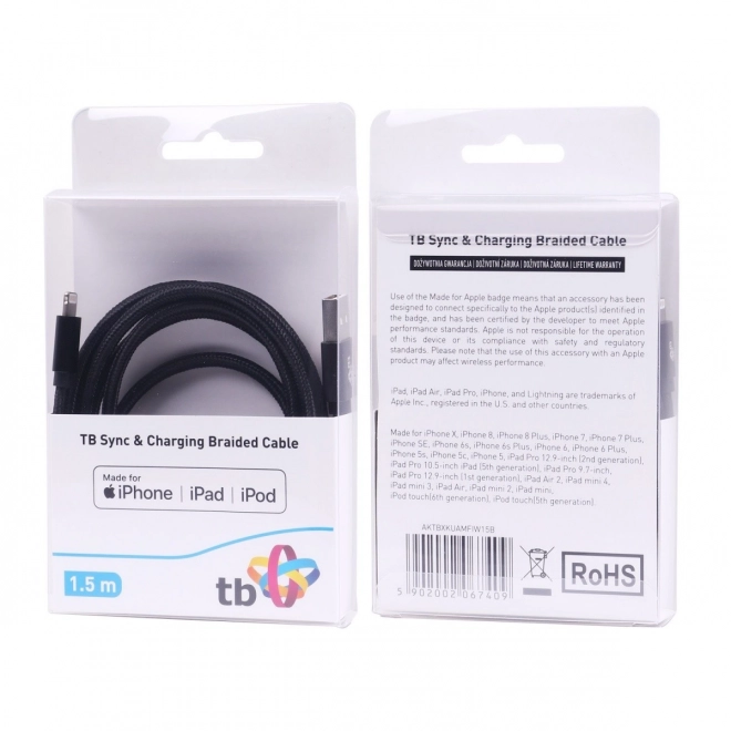 Lightning-USB kabel 1,5m zwart MFi