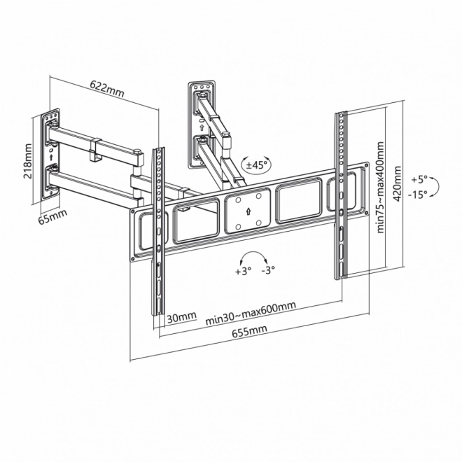 Wandhouder voor TV LED/LCD 32-70'' met instellingen AR-85