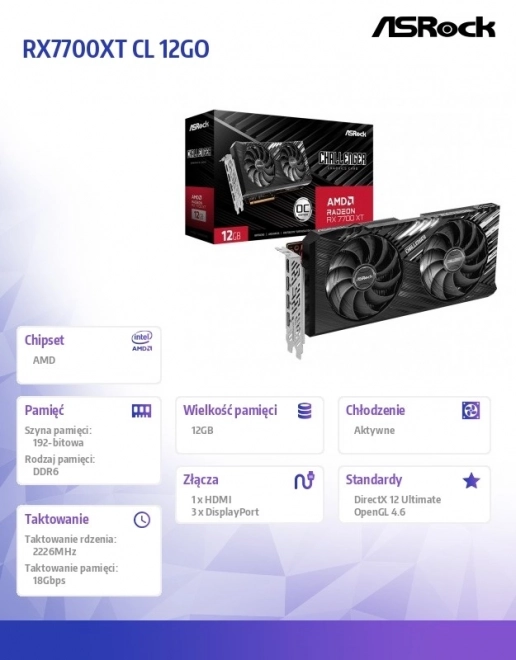 Grafische kaart Radeon RX 7700 XT Challenger OC 12G GDDR6