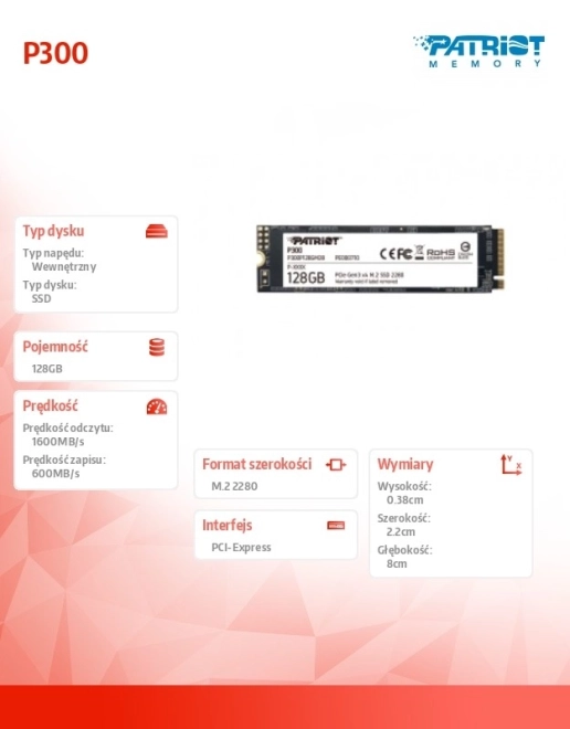 Interne SSD-schijf Patriot P300 128 GB