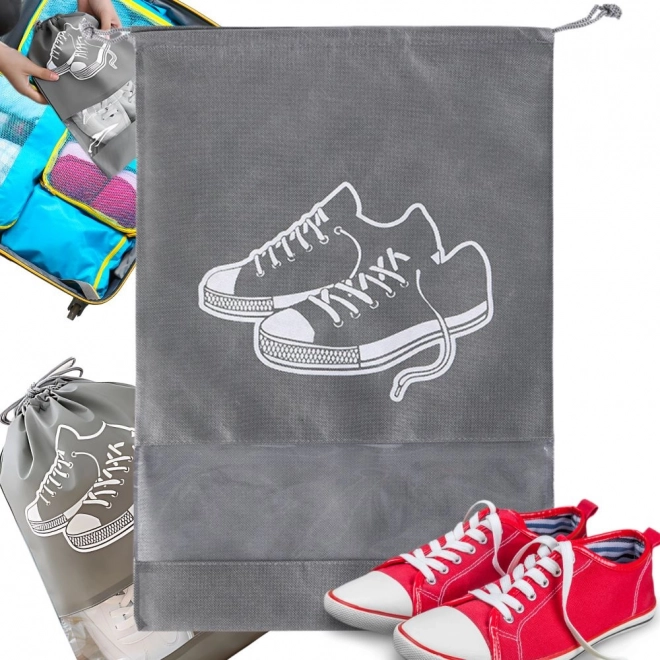 Reistas voor schoenen met trekkoord grijs