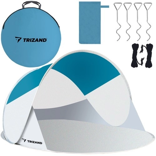 Strandtent 220x120x90cm - turquoise - grijs