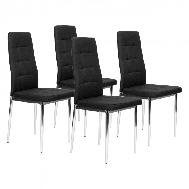 Set van 4 zwarte stoelen voor de woonkamer en eetkamer met verchroomde poten
