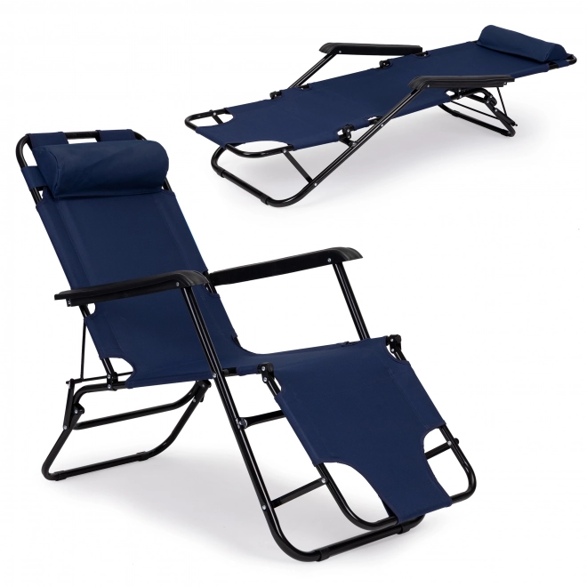 Tuinligstoel met hoofdkussen blauw