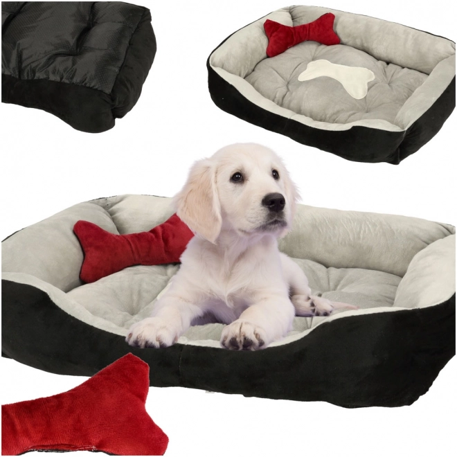 Honden- en kattenbed zwart en grijs