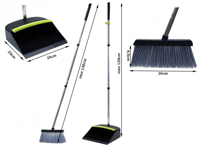 Set van bezem en stofblik met lange steel