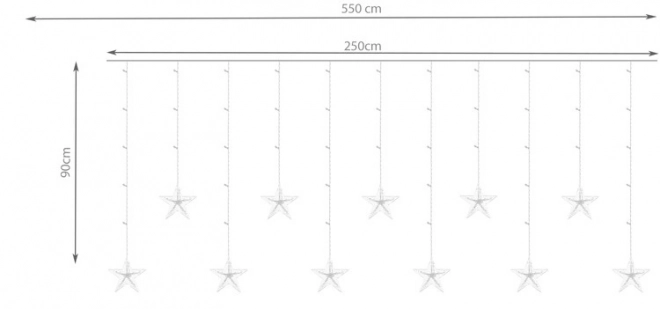 LED gekleurde gordijn met sterretjes - 2,5 m, 108 LED