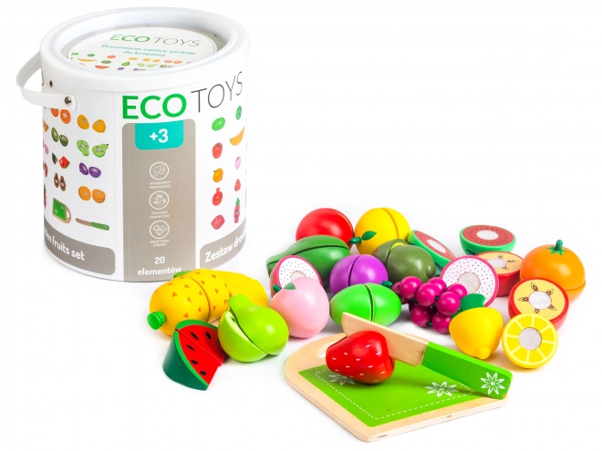 Houten fruit om te snijden, 20 stuks ECOTOYS