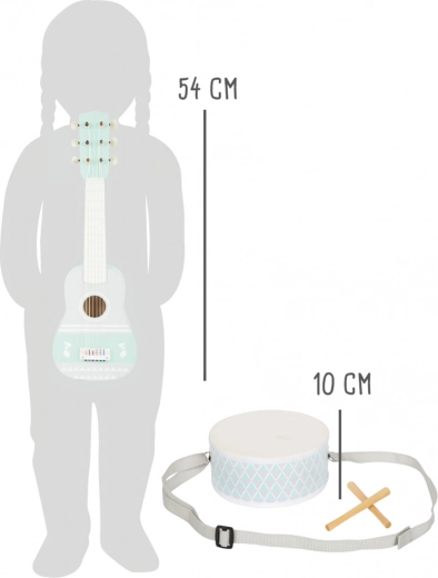 Gitaar 54 cm en trommel met draagriem