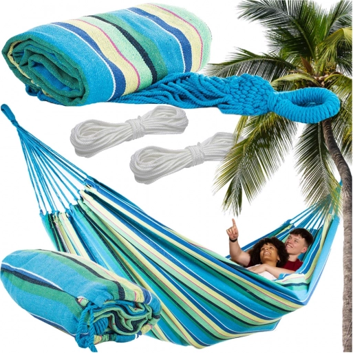 Tuin hangmat XXL voor twee personen, gestreept, 200 × 150 cm