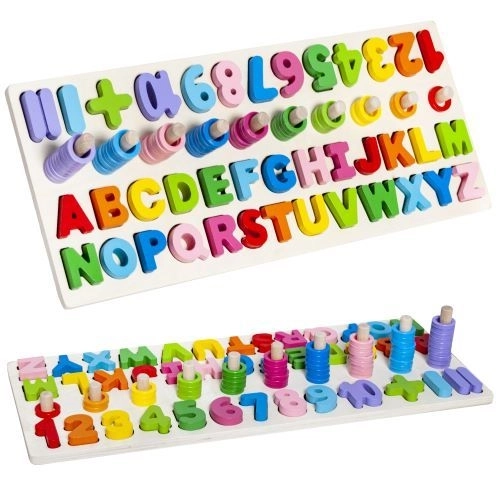 Houten inlegpuzzel alfabet en cijfers