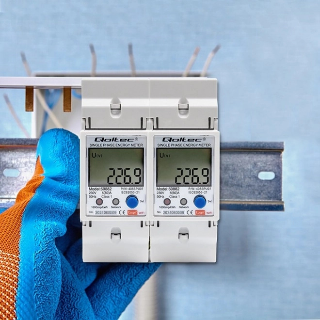 Enkelfasige elektronische energiemeter | DIN-rail | 230V | LCD | Wi-Fi